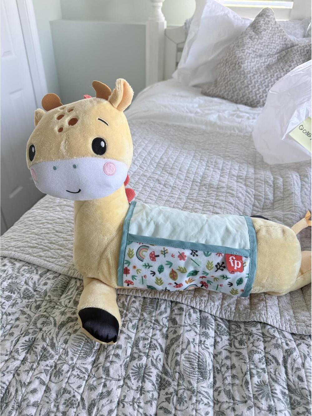 Fisher-Price Plush Giraffe with Activity Blanket Tummy Time